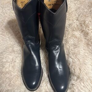 Justin Boots Navy Leather Men's Boots